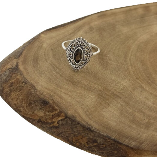 Silber Ring Mondstein Rauchquarz