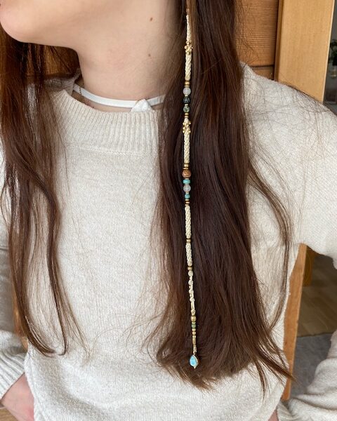 Klick-In Trenza in Ivory mit Messingperlen und Halbedelsteinen