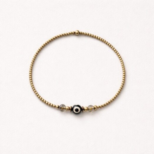 Messing Perlenarmband „Eze“ mit Rauchquarz CH-A7